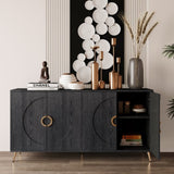 Modern Lacquered 4 Door Wooden Cabinet Sideboard Buffet Server Cabinet Storage Cabinet, for Living W1435P191611