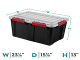 (4 pack)13.5 Gallon WaterProof Plastic Storage Bin with Lid, Gasket Seal and Durable Latches, 97403388