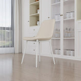 ZUN A set of 4 dining chairs, modern kitchen dining chair, linen padded chairs, and sturdy white metal 09502477