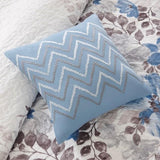 ZUN 6 Piece Printed Quilt Set with Throw Pillows Blue Full/Queen B03597424