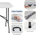 ZUN 6ft Folding Table - Portable, Heavy-Duty Table with Handle for Camping, Picnic, Party, Indoor & W1134P290656