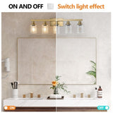 Golden 5-Light Vanity Light with Clear Glass Shades, Modern Iron Metal Bathroom Wall Fixture for 76960977