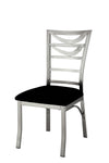 ZUN Contemporary Silver Metal 2pc Dining Chairs Black Microfiber Seat Dining Room Ladder Back Chair B011P232977