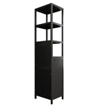 BLACK Storage Tall Slim with Shutter Door and 3 Tier Shelves, Freestanding Linen Tower W2207P272658