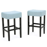 Set of 2, 26.75" Backless Leather Counter Height Barstool, Light Blue 74492.00FLBLU