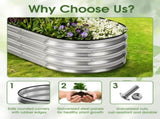 6x3x1ft Galvanized Metal Raised Garden Bed,Oval Planter Box Outdoor,Silvery 36189793