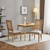 French Country Dining Chairs Elegant Cane Backrest & Upholstered Seats with Fluted Legs N767P263678G