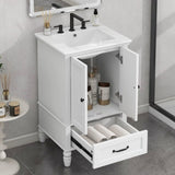 20" Bathroom Vanity with Sink, Bathroom Cabinet with Two Doors, Magnetic Door Stopper and Adiustable N725P195132K
