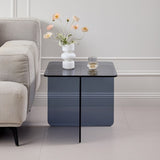 Tempered Smoke Glass SideTable, Small Tea Table, Grey Night Stand Tempered Glass Sofa Table W1718P255027
