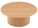 Oak Wood Veneer Tabletop 27.56 Inch Round Coffee Table, Farmhouse Circle Coffee Table MDF Table-top W1164P225845