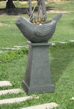 ZUN 18.7x10.6x28.5" Decorative Gray Bird Pedestal Outdoor Water Fountain with Light and Pump W2078P178883