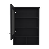 ZUN Medicine Cabinet 29" H, with 5 Shelves, 1 Door, and 1 Mirror, Black B097P250881