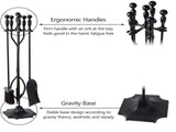 5 Pcs Iron Fireplace Tools Set,7.28L x 7.28 Wx 31.9H in,Black 24696461