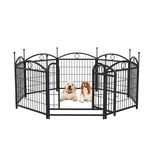 ZUN Dog Playpen Indoor 24 inch 8 Panels Metal Dog Pen Pet Dog Fence Outdoor Exercise Pen with Doors, W368P233996