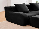 Armless Sofa W/Pillow Teddy Fabric-Black W714P357237