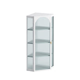 Glass Door Wall Mounted Corner Cabinet with Featuring Four-tier Storage for Bedroom, Living Room, W757130160