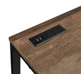 ZUN Walnut and Black Writing Desk with USB Port B062P209215