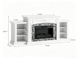 Fireplace TV Stand White Painted Top Washed White Melamine Cabinet, 178.3*40*92cm, MDF with 03325897