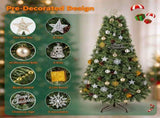 6FT Pre-Lit Artificial Christmas with Ornaments, 215 Warm White LED Lights, PVC Hinged Xmas 94474203