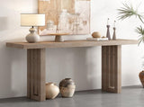 Uniquely Designed Oak Veneer Console Table with Distinctive Side Shapes, Suitable for N711P241282A