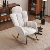 055-Teddy Fabric Upholstered Nursery Rocking Glider Chair Modern Accent Armchair Padded Seat with W527P228306