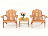 Natural Finish Adirondack Furniture Set of 2 Chairs & 1 Side Table, Heavy Duty 400LBS Capacity 68140704
