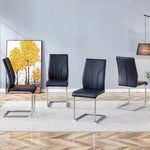 ZUN 4 Dining Chair Set, Black Dining Chair Set, PU Material High Back Seat and Sturdy Leg Chair, W1151P203802