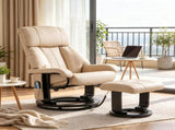 360&deg Swivel Massage Recliner Chair, 10-Point Vibration Footstool for Living Room, Beige 78574027
