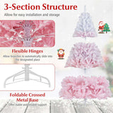 7ft Flocked Christmas Tree - 1264 Branch Tips, Fireproof PVC, 3-Section Assembly, 20" 05926505
