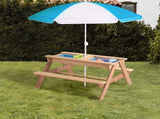 3-in-1 Kids Outdoor Wooden Picnic Table With Umbrella, Convertible Sand & Wate, Gray ASTM & CPSIA 13677704
