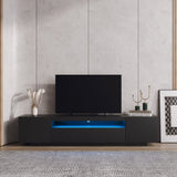 TV Cabinet Wholesale, Black TV Stand with Lights, Modern LED TV Cabinet with Storage Drawers, Living W33140083