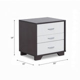Two-tone Finish Nightstand with 3 Drawers, White and Black B016P253974