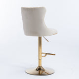 A&A Furniture,Golden Swivel Velvet Barstools Adjusatble Seat Height from 25-33 Inch,Modern W114349916