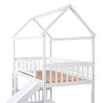 ZUN Twin Over Twin Bunk Bed with Slide, House Bed with Slide, White 11173841