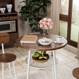 3-Piece Bar Table Set with 2 Bar Stools Modern Pub Table with Backrests & Storage Shelf W578P303852