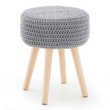 Round Ottoman Multifunctional Cotton Knitted Vanity Stool Footrest Stool for Living Room Entryway 32347935