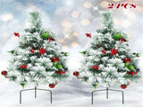 2 Pre-lit Pathway Flocked Christmas Trees 15.5" x 15.5" x 29" 55337839