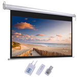 ZUN 92" 16:9 80" x 45" Viewing Area Motorized Projector Screen with Remote Control Matte White 38942833