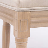 French Style Solid Wood Frame Linen Fabric Square Rattan Back Dining Chair,Set of 2,Cream W162290982