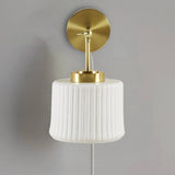 White Ceramic Wall Sconce with Adjustable Swing Arm B035P264534