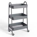 ZUN 3 Tier Small Rolling Cart, Metal Utility Storage Organizer Kitchen Trolley Bathroom Laundry Room Bar 53334839