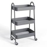 ZUN 3 Tier Small Rolling Cart, Metal Utility Storage Organizer Kitchen Trolley Bathroom Laundry Room Bar 53334839