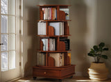 Rotating Bookshelf with Drawer, 360 Display 5 Tier Corner Bookshelf for Small Space, Floor Standing W2641P329214