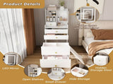 3-in-1 Dressing Table with LED Mirror & Stool - Compact Makeup Vanity with 4 Drawers, W2700P297923
