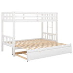 ZUN Twin over Pull-out Bunk Bed with Trundle, White 10828481