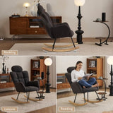 055-Teddy Fabric Upholstered Nursery Rocking Glider Chair Modern Accent Armchair Padded Seat with W527P228311