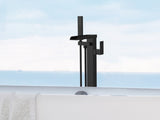 Freestanding Bathtub Faucet Waterfall Tub Filler Black Floor Mount Brass Bathroom Faucets with Hand 55762117