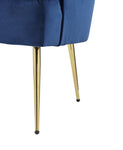 ZUN Naomi Blue Velvet Wingback Accent Chair with Metal Legs B061P184126