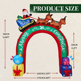 10FT Lighted Christmas Inflatable Archway, Inflatable Arch with Reindeer Pulling Santa's Sleigh, 68877325