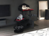 Black Gothic Cat Tree, Multi-Level Spooky Cat Tree with Scratching Posts, Perches, Hammock, and Cat 23060112